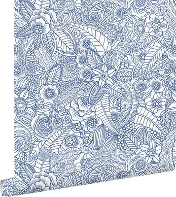 Produktbild von ESTAhome Tapete Blumenzeichnungen Blau 53 cm x 10.05 m