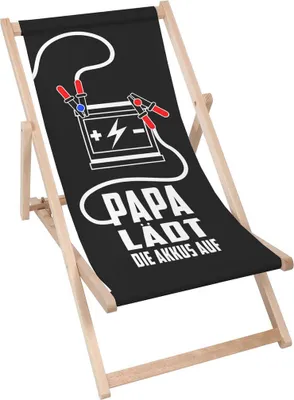 Produktbild von Dreamroots Liegestuhl klappbar Holz,bis zu 130 kg, Sonnenliege klappbar mit 3-stufiger Neigungsregulierung der Rückenlehne, Papa Lädt Die Akkus
