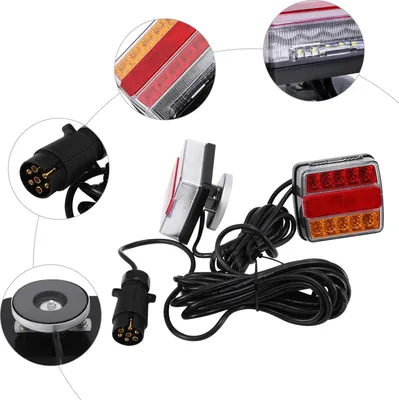 Obrázok produktu pre Sada LED zadných svetiel pre prívesy k osobným automobilom – zadné svetlá 12 V – 7-pinový konektor – červená farba