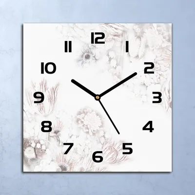 Produktbild von Wanduhr Echt-Glas-Küchenuhr Weiß Vintage Blumen Quarz 30x30 Deko Bilder
