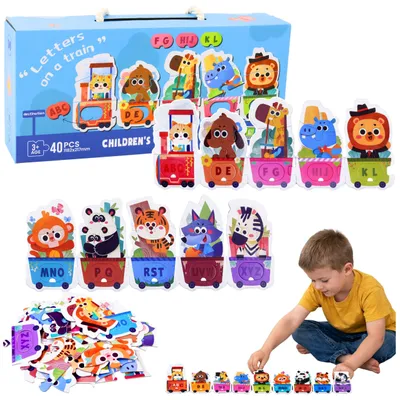 Obrázek produktu pro Vzdělávací puzzle pro batolata Abecední vlak se zvířátky 40 ks.