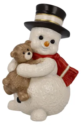 Schneemannfigur aus Porzellan, Höhe 12 cm, Knuddelfreund