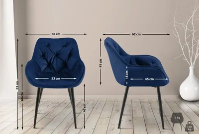 Produktbild von 2er Set Stuhl Tanna Samt dunkelblau