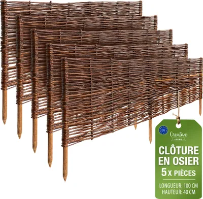 Image de Creative Home Lot de 5 Bordures de Jardin en Saule 100 x 40 cm (+/- 1 cm)