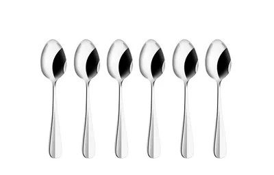 Image de Lot de 6 cuillères à dessert en acier inoxydable : cuillères à thé, cuillères à café, aspect argenté