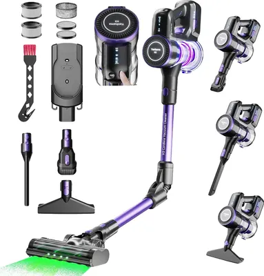 Immagine prodotto di Aspirapolvere senza fili, potente aspirazione, autonomia della batteria di 60 minuti, viola