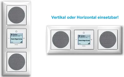 Produktbild von Busch Jäger Unterputz WLAN iNet Internet Radio 8216 U (8216U) Komplett-Set im eleganten Balance SI // 2 x Lautsprecher + Radioeinheit + Abdeckungen + 3 fach Rahmen