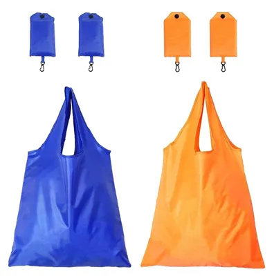 Productafbeelding van Set van 4 Faltbare Winkel- en Reiszakken in Oranje en Blauw