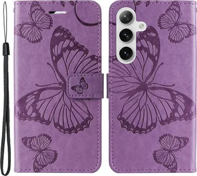 Produktbild von Samsung Galaxy S25 / S24 Hülle - Coverup Schmetterlinge Klapphülle - Lila