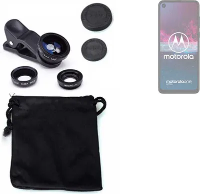 Produktbild von K-S-Trade Smartphone Kamera Linsen Set Kompatibel mit Motorola one action 3in1 Clip-On Kamera Adapter Macro Weitwinkel FishEye Fischauge Objektiv