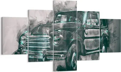 Produktbild von Bild auf Leinwand - Leinwandbild - Auto Retro - 125x70cm - Wand Bild - Wanddeko - Wandbilder - Leinwanddruck - Bilder - Kunstdruck - Wanddekoration - Leinwand bilder - Wandkunst - EA125x70-3834