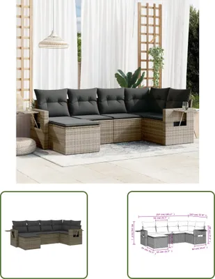 Produktbild von The Living Store 6-tlg. Garten-Sofagarnitur mit Kissen Grau Poly Rattan