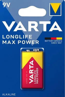 Zdjęcie produktu dla Varta 9V, Jednorazowa bateria, 9V, Alkaliczny, 9 V, 1 szt., Pomarańczowy, Czerwony