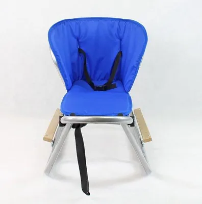 Image de Lit d'enfant avec dossier, repose-pieds, matelas confortable et ceinture de sécurité - Bleu argenté