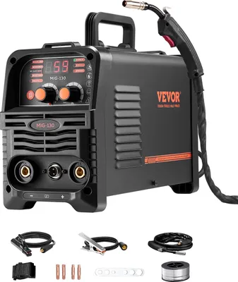Immagine prodotto di Saldatrice MIG VEVOR, saldatrice MIG sinergica da 130 A, saldatrice multiprocesso MIG/MMA/Lift TIG a nucleo fluido 3 in 1, saldatrice con tecnologia inverter IGBT e display digitale