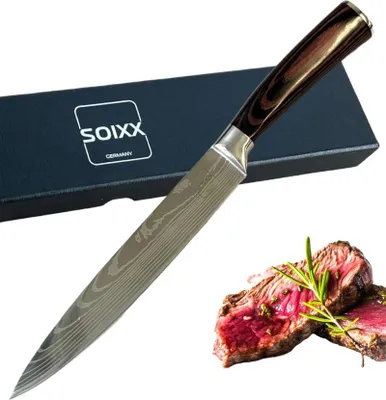 Produktbild von SOIXX Fleischmesser Kochmesser, Edelstahl, ultra scharfe Klinge, Holzgriff, Geschenkbox