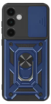 Zdjęcie produktu dla Mayaxess, etui z przesuwaną osłoną aparatu i pierścieniem magnetycznym do Samsunga Galaxy S25 FE, kolor granatowy