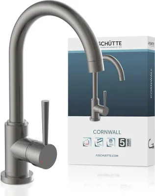 A kitchen faucet and its packaging are shown.