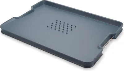 Immagine prodotto di Tagliere multifunzionale per la preparazione degli alimenti e il taglio, con bordi rialzati - Manici in acciaio inossidabile (grande) - Azzurro