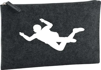 Produktbild von Huuraa Kulturbeutel Skydiving Silhouette 1 Liter Charcoal Filz Kosmetiktasche Geschenkidee