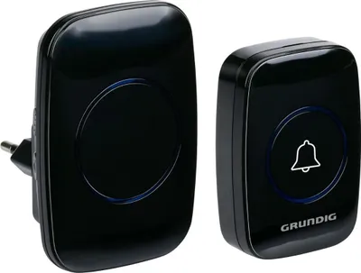 Immagine prodotto di Set campanello senza fili Grundig - Campanello senza fili con portata di 300 m - Display a LED e 60 toni - Ricevitore a presa di corrente - Batteria inclusa - Facile installazione - Nero