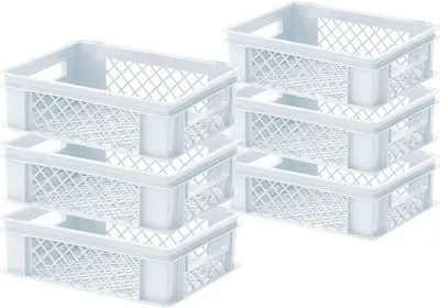 Produktbild von 6x Eurobehälter / Bäckerkiste, LxBxH 400 x 300 x 125 mm, weiß, lebensmittelecht