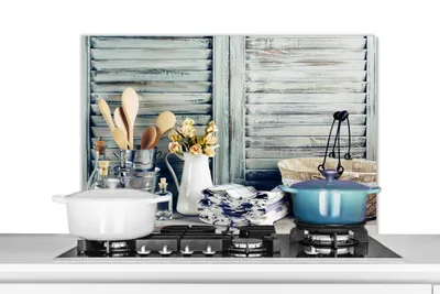 Produktbild von KitchenYeah®  Spritzschutz Küche - Küchenrückwand - Wandschutz für Herd und Spüle - Stilleben - Küchenutensilien - Rustikal 90x60 - Alu-Dibond (Alternative zum Spritzschutz aus Glas) - Hitzebeständig