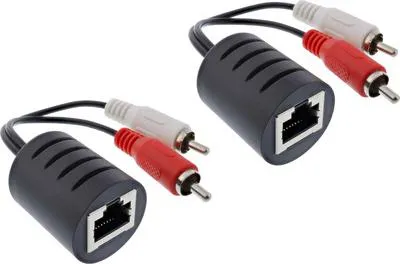 Produktbild von InLine Audio über RJ45 passiv, 2x Cinch Stecker / RJ45 Buchse, max. 50m, 50 m, Schwarz