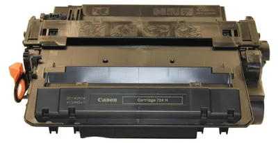 A black Canon toner cartridge is shown against a white background.
