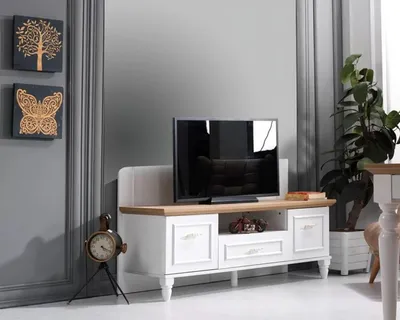 Produktbild von Weiß TV Ständer Wohnzimmer Holzmöbel Luxus Modern Design TV Möbel