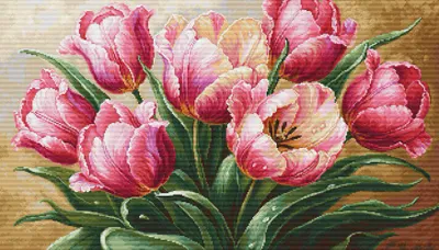 Produktbild von Luca-S Gobelin Stickpackung "Graziöse Tulpen", Zählmuster, 35x20cm