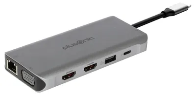 Productafbeelding van Plusonic USB-C Docking Adapter/Hub 8-in-1 met HDMI/VGA/LAN/USB (PSUC0216)