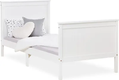 Produktbild von Homestyle4u Holzbett Kiefer massiv Einzelbett aus Bettgestell mit Lattenrost 90x200 cm Weiß