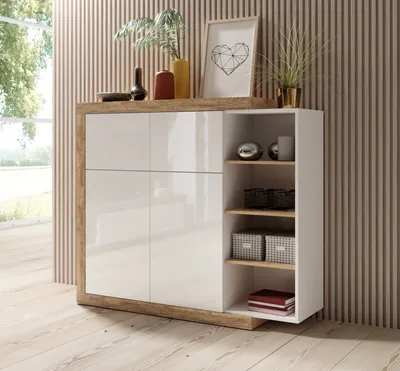 Obrázek produktu pro Vysoká komoda KASPAR - dub samdal / bílá