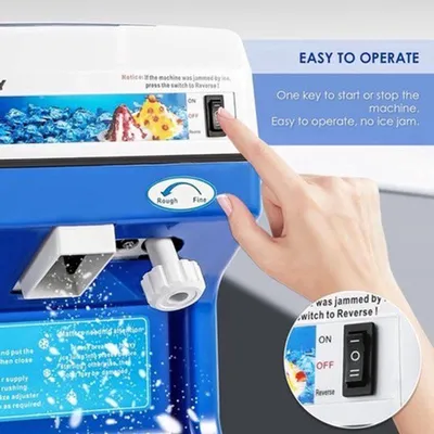 Productafbeelding van Elektrische IJscrusher Met 250W Motor En Instelbare Lemmetdikte Voor Perfect Geschaafd Ijs En Sneeuwkegels