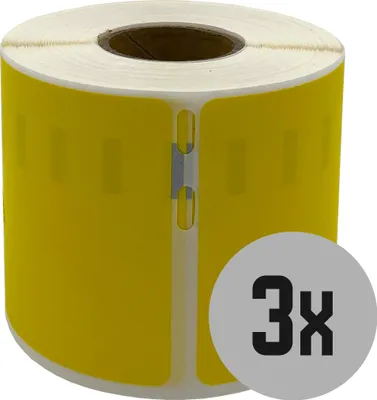 Produktbild von DULA Etiketten - Kompatibel mit Dymo Compatible labels - Geel - 99014 - S0722430 - Verzend- en naambadge etiketten - 3 rollen - 101 x 54 mm - 220 labels per rol