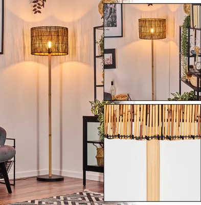 Produktbild von Obenetto Stehlampe aus Holz/Metall und Schirm aus Bambus