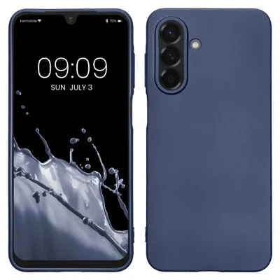 Produktbild von kwmobile Handyhülle für Samsung Galaxy A26 5G Hülle - Silikon Case metallisch schimmernd - Schutzhülle Cover - Metallic Blau