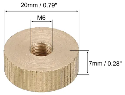 Produktbild von R?ndelmuttern 4pcs M6 x D20mm x H7mm Messing R?ndelmutter Flachkopf Sacklochverriegelung Einstellmuttern fš¹r 3D Druckerteile