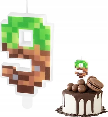 Obrázok produktu pre Narodeninová Sviečka Číslo 9 S Číslom Blokov Na Tému Minecraft Na Párty