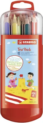 Immagine prodotto di Matita colorata triangolare - STABILO Trio thick - scatola da 15 con occhiello per appendere - con 15 colori diversi