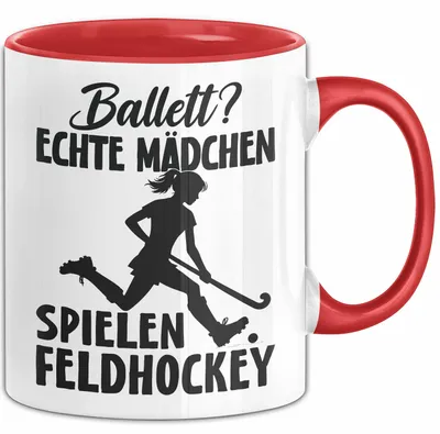 Produktbild von Feldhockey-Spielerin Tasse Geschenk Frauen Ballett Echte Mädchen Spielen Feldhockey (Rot)
