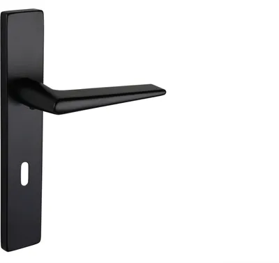 Image de Poignée de porte Lavuzo Modena noir avec plaque rectangulaire SL72 - Par kit