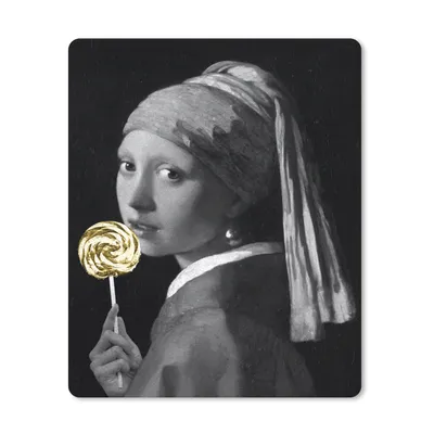 Produktbild von MuchoWow® Mauspad Mousepad Mädchen mit Perlenohrring - Vermeer - Lollipop - Gold 30x40 cm - Mousepads - Maus Mat - Pad - Mausunterlage - Mausmatten