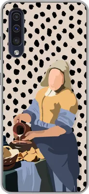 Produktbild von MuchoWow® Handyhülle Schutzhülle Hülle für Telefoonhoesje Samsung Galaxy A30s Alte Meister - Milchmädchen - Tupfen - Vintage Silikon Softcase Handy Hülle - Karteninhaber