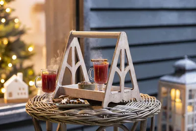 Produktbild von Tablett "Vintage" Holztablett Holzdeko, Deko, Wohnaccessoires aus gekalktem Holz