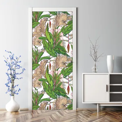 Produktbild von Dekorative Türaufkleber selbstklebend Klebefolie Türtapete Türfolie Tropische Pflanzen 85 x 200 cm