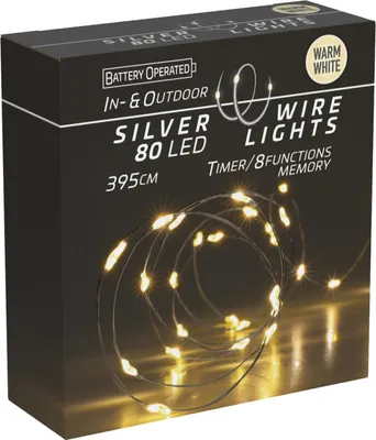 The image shows the packaging of a string of LED lights.