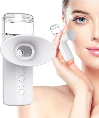 Productafbeelding van Reisapparaat voor gezichtsverzorging met oogdruppelfunctie en stoom, handzaam gezichtsspuit met hydraterende werking, geschikt voor vrouwen en mannen
