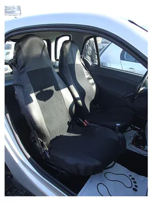 Zdjęcie produktu dla Pokrowce 1+1 na przednie siedzenia, pokrowce na siedzenia do samochodu Smart Fortwo, materiał tekstylny, kolor czarny